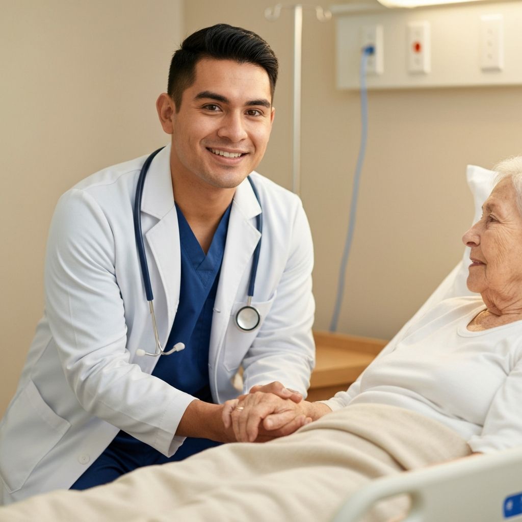 Vertrauensvolle Pflege bei terraMed - Eine Pflegerin im fürsorglichen Gespräch